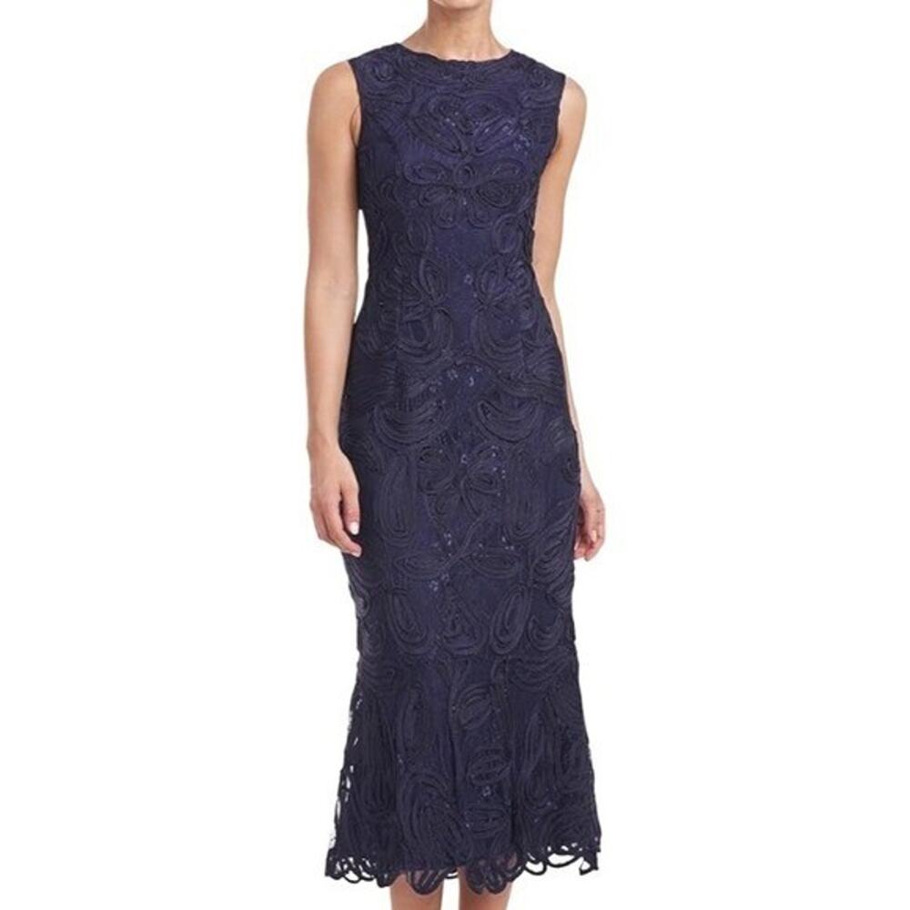 Alexa B. NITES Navy Floral Lace Party Maxi Dress Plus Size 18W 2X New!